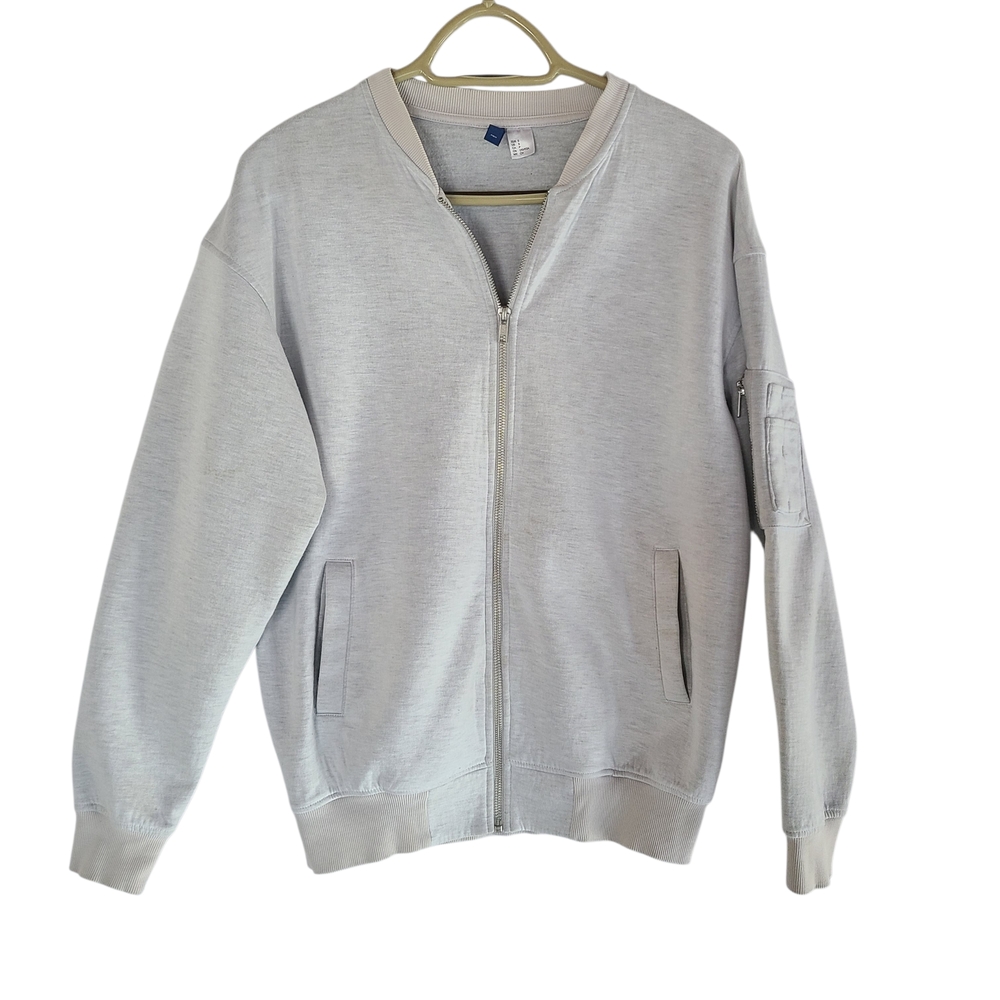 H&M Men's Gray Zip-Up Sweatshirt Bomber Style Small